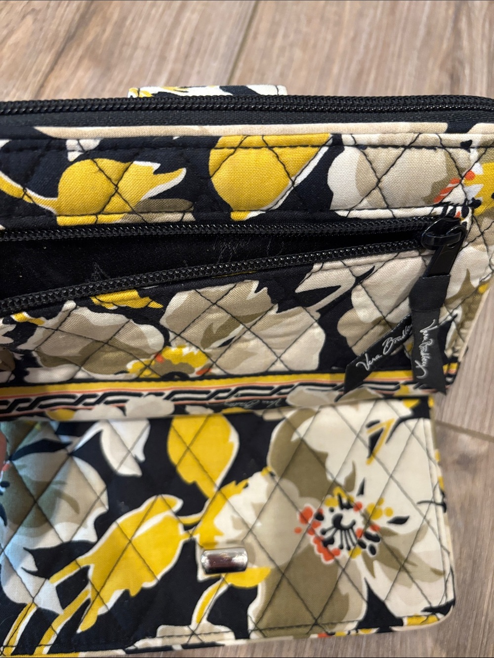 Vera Bradley Floral Quilted Zip Wallet in Yellow, Black, Cream - Picture 6 of 6